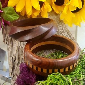 2 Vintage Beautiful Wooden Bracelets
